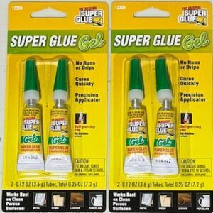 Set of 2 Super Glue Gel No Runs or Drips .25oz per set Great for Work at Home